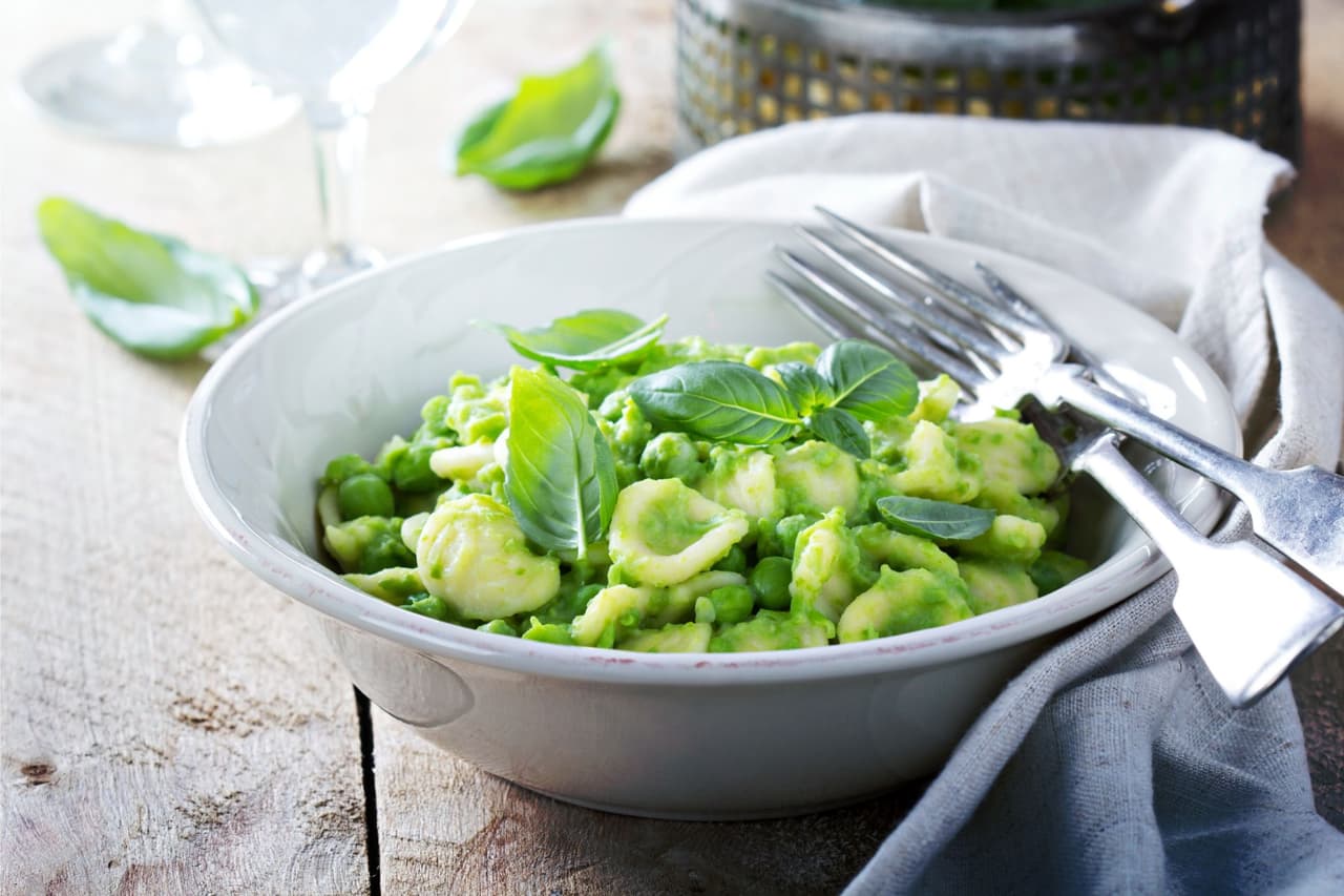 Cremige Erbsen-Chili-Pasta